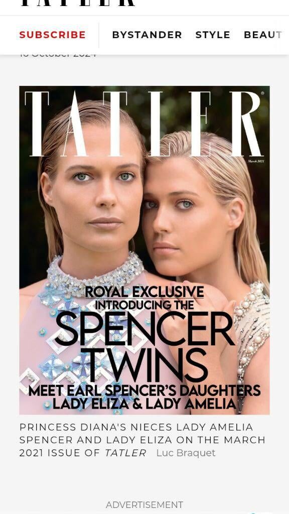 Outfits of lady amelia and eliza spencer on tatler cover