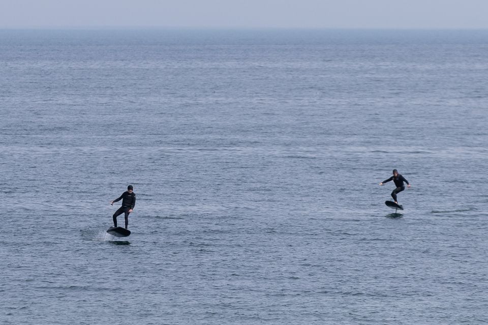 People enjoying the sunny weather at Helens Bay Beach on the 30th April 2025 (Luke Jervis/Belfast Telegraph)