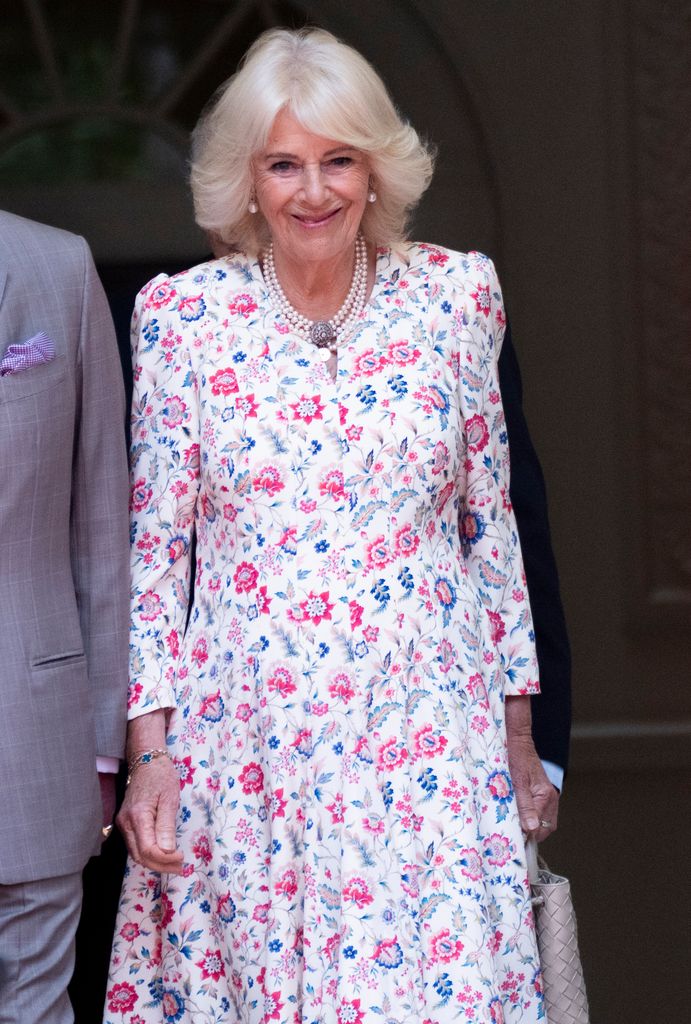 Queen Camilla in a floral dress