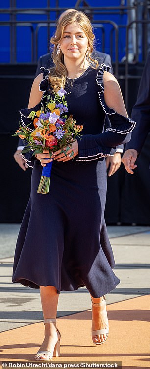 Princess Alexia of the Netherlands at the Wilhelminakade in the harbor in Rotterdam in September 2023