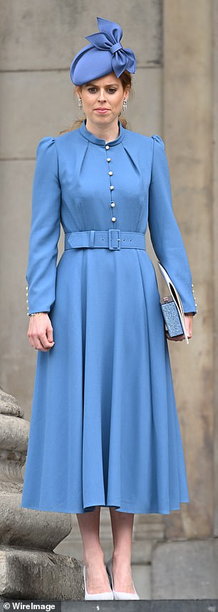 Princess Beatrice sported a tasteful cornflower blue dress in 2022