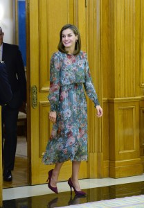 MADRID, SPAIN - OCTOBER 17:  Queen Letizia of Spain attends Audiences at Zarzuela Palace on October 17, 2017 in Madrid, Spain.  (Photo by Fotonoticias/WireImage)