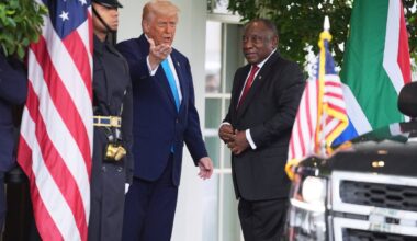 Trump falsely says South Africans fleeing ‘white genocide’ to Australia in chaotic meeting with Ramaphosa