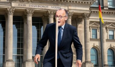 Auch das noch! Friedrich Merz tritt beim Verlassen des Bundestags auf Rechen