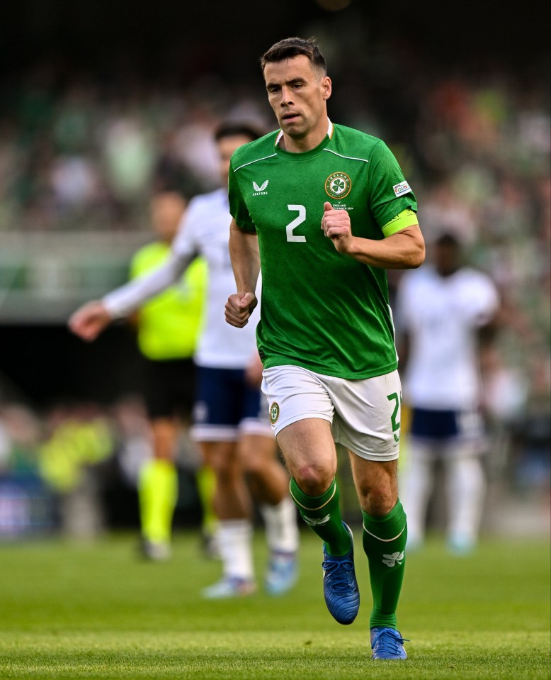 7 September 2024; Seamus Coleman of Republic of Ireland during the UEFA Nations League B Group 2 match between Republic of Ireland and England at Aviva Stadium in Dublin. Photo by Ben McShane/Sportsfile