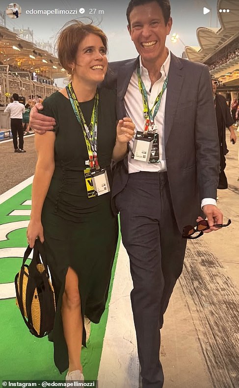 And the property developer also made sure to get a snap of his sister-in-law Princess Eugenie, 35, too as she laughed alongside her husband Jack Brooksbank, 38