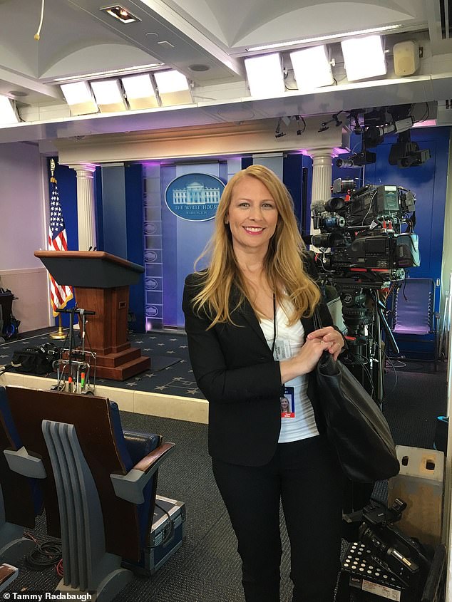 A locked Instagram page lists Radabaugh's bio as a deputy assistant to Hegseth for strategic engagement