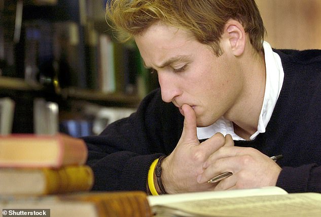 Prince William studies in the main university library in 2004