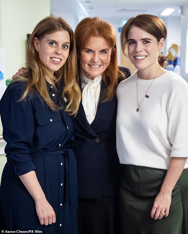 While appearing on the Lessons From Our Mothers podcast, the royal sisters also spoke about their mother, and how she influenced their parenting (pictured L-R: Princess Beatrice; Sarah Ferguson; Princess Eugenie)