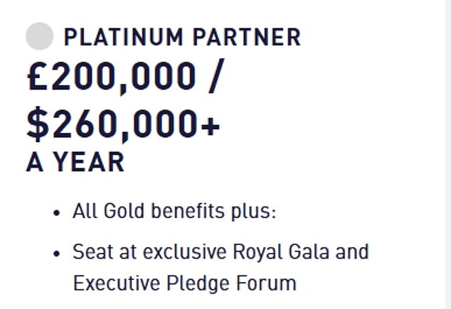 While asking for donations, The Diana Award offered a slew of rewards for companies who decide to contribute... and one those included a ticket to what they called a 'royal gala'