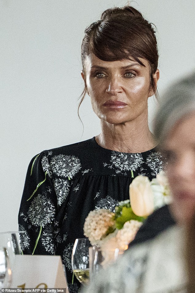 Also in attendance was Danish model Helena Christensen, 56, who looked striking in a black dress adorned with silver florals
