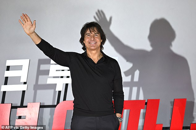 Tom Cruise couldn't contain his excitement as he stepped on stage for a press conference in Korea on Thursday ahead of his new film Mission Impossible: The Final Reckoning