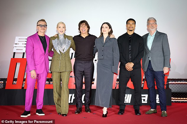 They were joined by a number of other stars from the movie, including Simon Pegg, Greg Tarzan Davis and Pom Klementieff, as well as director Christopher McQuarrie