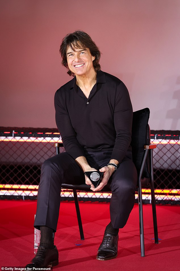 Dressed in an all-black ensemble, Tom gushed: 'Movies are my dream, and coming to Korea is the same'