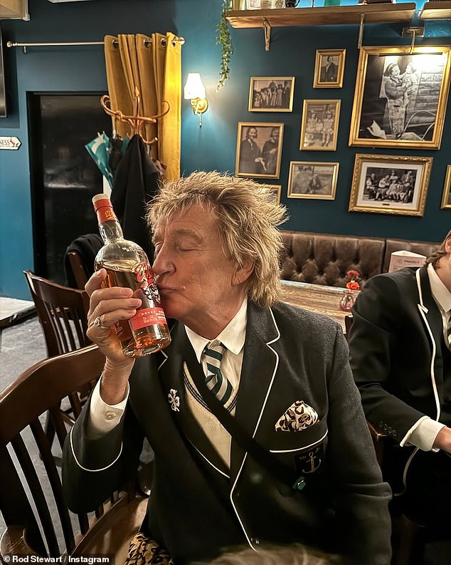 In a new video obtained by The Sun , the rocker, 80, appeared unsteady on his feet after watching Arsenal lose to PSG in Ronnie Drew's Irish Bar (pictured last year)
