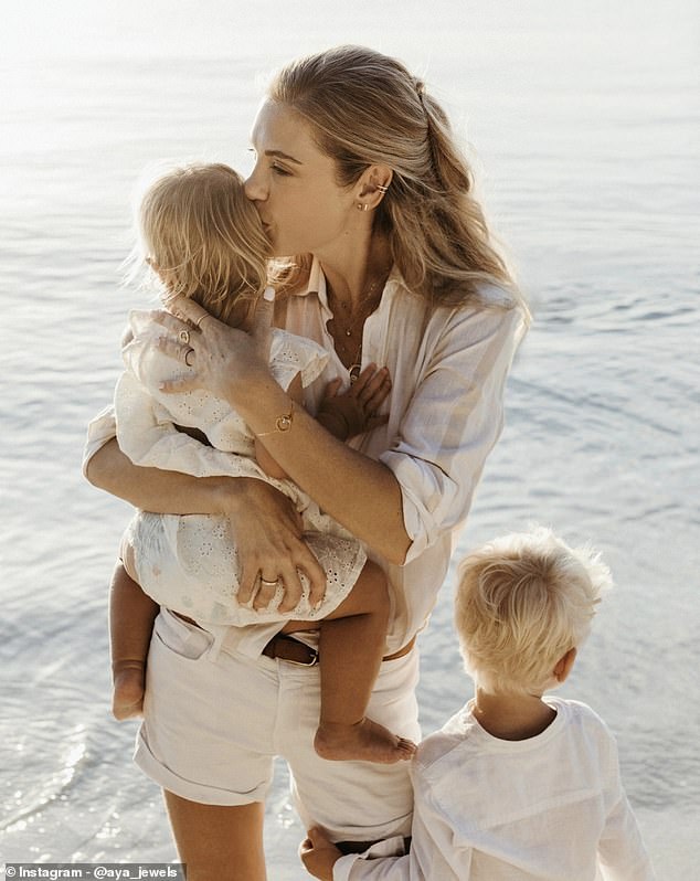 Chelsy Davy, who is married to hotelier Sam Cutmore-Scott, shared this snap of herself with her children Leo and Chloe to mark Mother's Day, which is celebrated in March in the UK, and May in the rest of the world