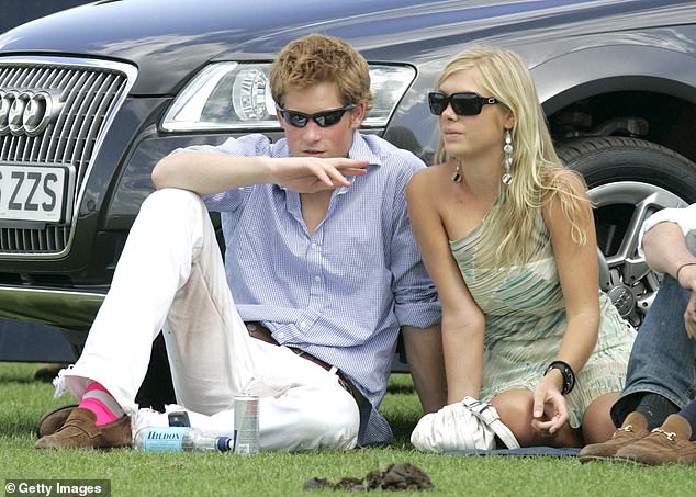 Prince Harry and his then girlfriend Chelsy Davy are pictured attending the Cartier International Polo match at the Guards Polo Club in July 2006