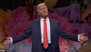 Viewers slammed Saturday Night Live for having James Austin Johnson's Donald Trump (pictured) imply that JD Vance killed Pope Francis in the cold open