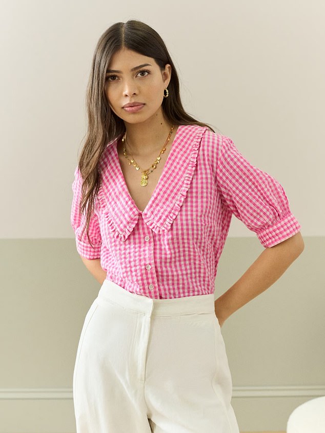 Kate Middleton's beloved pink gingham Brora blouse is back in stock for summer - but it's selling fast