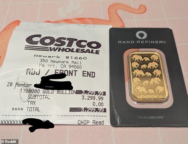 Reddit users noticed prices for gold bars have skyrocketed