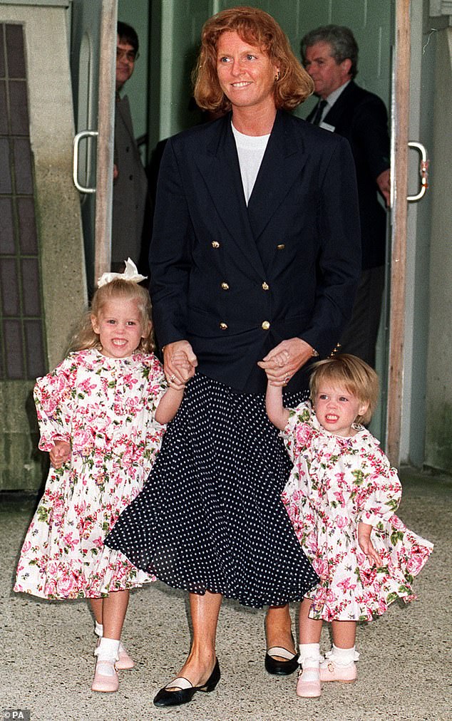 The Duchess of York (pictured with much younger Princesses Beatrice, L, and Eugenie) and her daughters have a famously close relationship