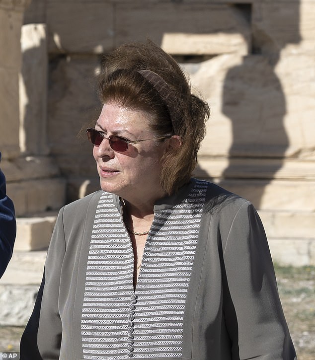 'It's like the Adidas shoe kicking the Acropolis,' Mendoni (pictured in 2022) told local Skai radio. 'A lawsuit has been already filed against anyone responsible'