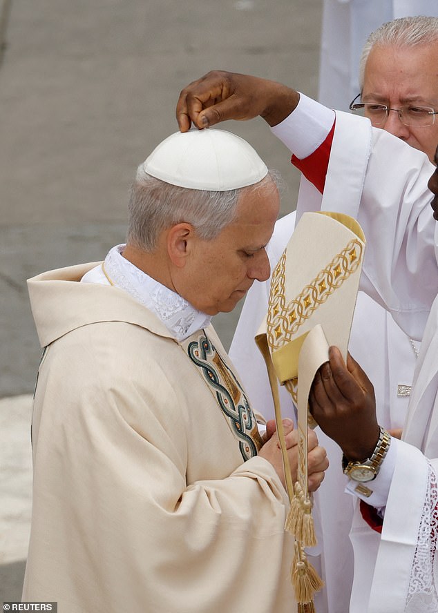 Pope Leo XIV attends his inaugural mass in Saint Peter's Square, at the Vatican