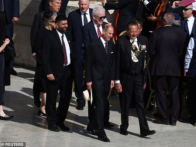 Prince Edward, Duke of Edinburgh, arrives at St Peter's Square for the inaugural mass