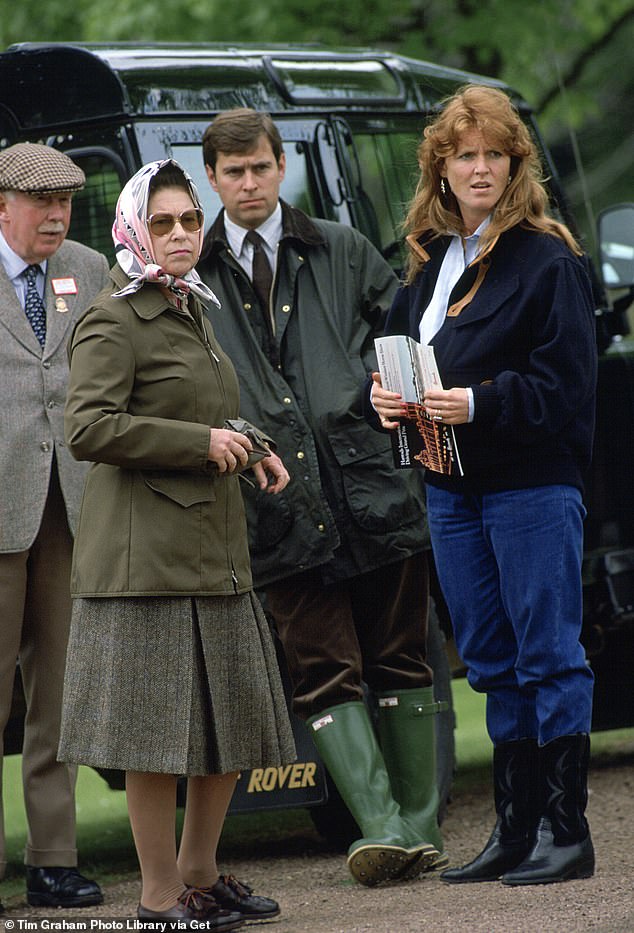 Queen Elizabeth with Andrew and Sarah at the Royal Windsor Horse Show