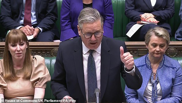 Angela Rayner (left with Keir Starmer at PMQs) is said to have suggested the Chancellor should 'claw back' child benefit from families where one adult earns over £50,000 a year.