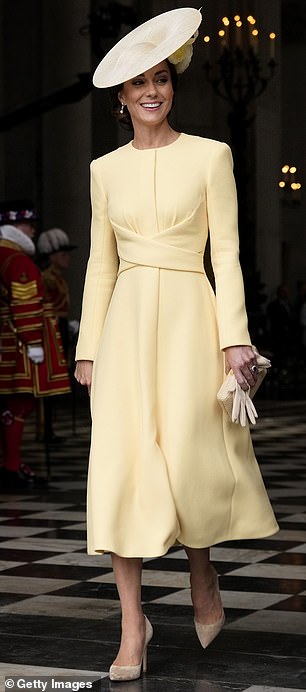 Eagle-eyed fans recognised it as the same bright-yellow outfit she wore to the late Queen Elizabeth II's 2022 Platinum Jubilee