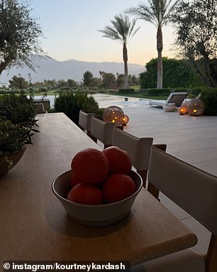 Kourtney went on to post scenic photos of her huge backyard and her dining room