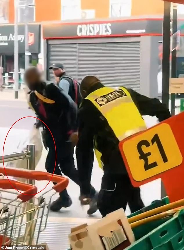 The suspected attempted shoplifter was seen fleeing the store and running down the street