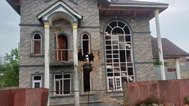 A house damaged by shelling