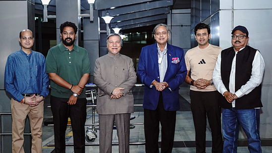 Shashi Tharoor-led all-party delegation includes JMM MP Sarfaraz Ahmad, BJP MPs Tejasvi Surya and Bhubaneswar Kalita, and TDP MP Ganti Harish Madhur. (File/X/Randhir Jaiswal)