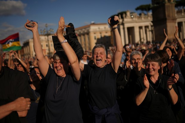 Faithful react after the announcement of the newly elected Pope...