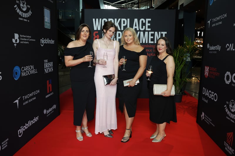 Francesca Murray, Deborah Murphy, Karla RogerÕs and Breige Gallagher from Mackle Petfoods  pictured at The Irish New Employment Awards at Titanic Belfast.  Photo by Kelvin Boyes / Press Eye.