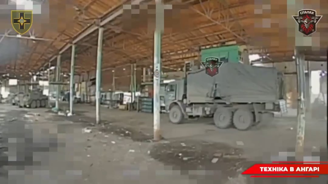 Fiberoptic drones of UA 28th brigade flew into a warehouse full of Russian vehicles and supplies, destroying them.
