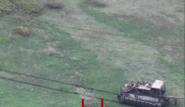 High-resolution drone footage of the Ukrainian "WormBusters" unit of the 414th Strike UAV Brigade attacking a Russian MBT.