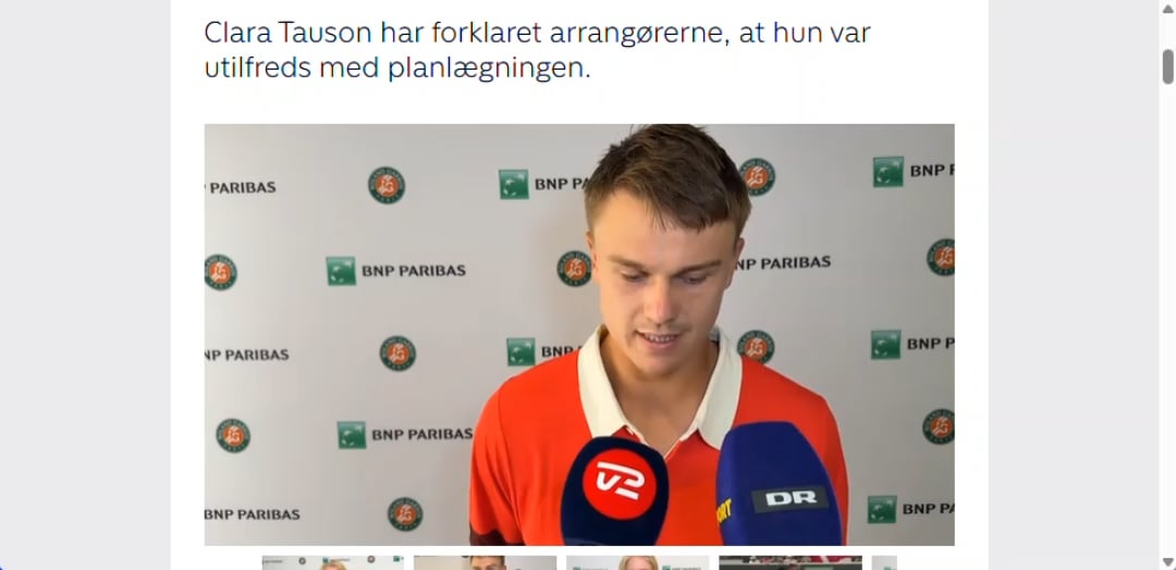 Anti-hamas reklame spiller på TV2s hjemmeside mellem tennisinterviews