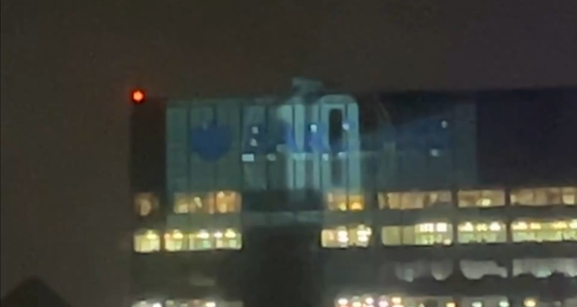Weird messaging being displayed on the Canary Wharf towers