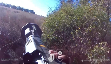 Ukrainian soldiers of the 1st Army Corps "Azov" (unit "storms" of the 1st Presidential Brigade Bureviy, NGU) suppressed Russian positions with small arms fire and AT-weapons. May 2025, Kharkiv region.