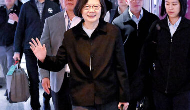Former president Tsai departs for Lithuania