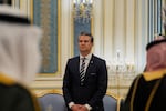Secretary of Defense Pete Hegseth attends a welcome ceremony for President Donald Trump hosted by Saudi Crown Prince Mohammed bin Salman at the Royal Palace in Riyadh, Saudi Arabia, Tuesday, May 13, 2025.
