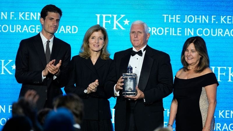 Pence says January 6 attack’s failure ‘became a triumph of freedom’ as he receives JFK Profile in Courage Award