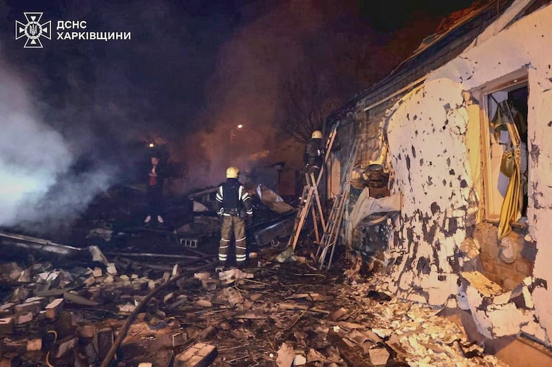 Russia carried out an attack on Kharkiv (Ukrainian Emergency Service via AP)