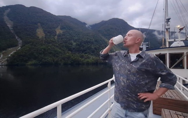 Eli Sweeting on a boat.
