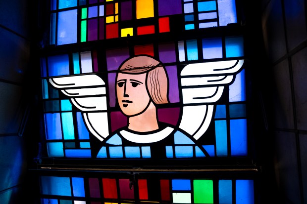 Stained glass at St. Mary of the Assumption Church and...