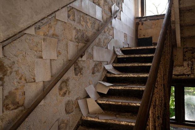 An old staircase at St. Mary of the Assumption Church...
