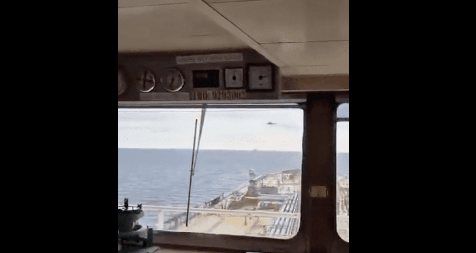 A screenshot of video allegedly taken from the bridge of the M/T Jaguar